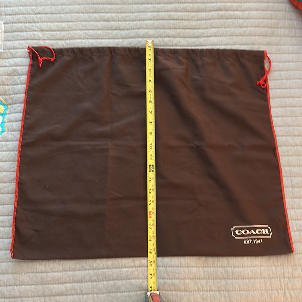 VINTAGE Coach Dust Bag XL 20" X 22" Dark Brown/ Red - Picture 2 of 4